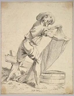Metropo Prints: Peasant Holding Fish Net, 18th century. Creator: Unknown