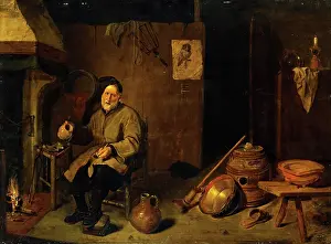 Tongs Prints: Peasant Holding an Empty Mug, 1655. Creator: Gerritsz Quiringh van Brekelenkam