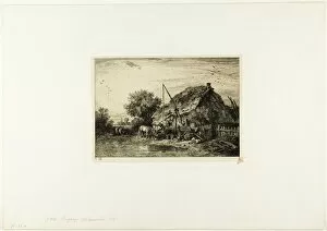 Disrepair Gallery: Peasant House with Pond, 1845. Creator: Charles Emile Jacque
