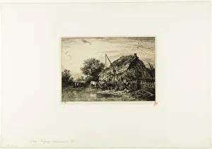 Jacque Charles Emile Prints: Peasant House with Pond, 1845. Creator: Charles Emile Jacque
