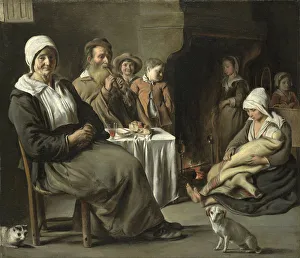 Vagrant Life Prints: Peasant Interior with an Old Flute Player. Artist: Le Nain, Louis (1593-1648)