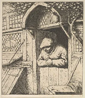Dutch Door Prints: Peasant Leaning on Door, 1610-85. Creator: Adriaen van Ostade