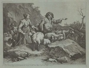 Francesco Londonio Prints: Peasant Man with a Sack and Two Shepherdesses, after 1765. Creator: Francesco Londonio