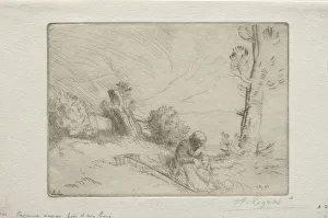 Alphonse Legros French Prints: Peasant near a Stone Fence. Creator: Alphonse Legros (French, 1837-1911)