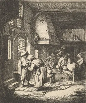 Adriaen Van Prints: Peasant Paying his Bill, 1610-85. Creator: Adriaen van Ostade