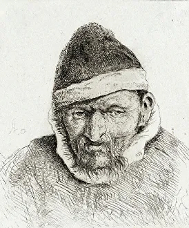 Peasant in a Pointed Fur Cap, c1640. Creator: Adriaen van Ostade