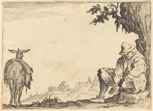Removing Prints: Peasant Removing His Shoe, c. 1622. Creator: Jacques Callot