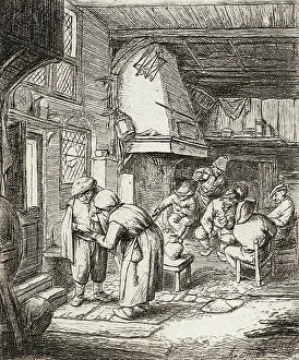 Debt Prints: The Peasant Settling His Debt, c1646. Creator: Adriaen van Ostade