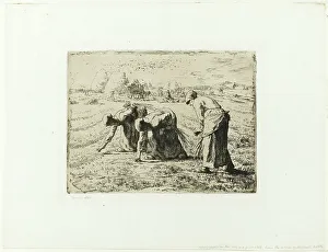Gleaner Prints: Peasant with a Wheelbarrow, 1855. Creator: Jean Francois Millet