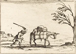 Beating Prints: Peasant Whipping his Donkey, 1628. Creator: Jacques Callot