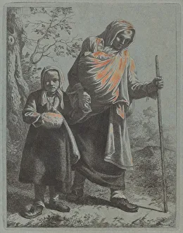 Francesco Londonio Prints: Peasant Woman with Baby and Little Girl, 1760 / 1764. Creator: Francesco Londonio