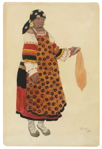 Peasant woman. Costume design for the Vaudeville Old Moscow at the Theatre