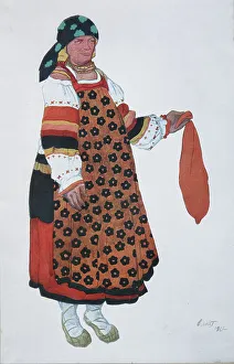 Kokoshnik Prints: Peasant woman. Costume design for the Vaudeville Old Moscow at the Theatre Femina in Paris