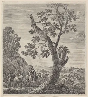 Peasant Woman on Horseback with a Child in Her Arms, 1656. Creator: Stefano della Bella