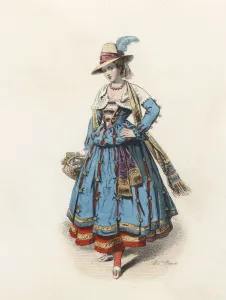 Peasant Woman from Lombardy, in the modern age, color engraving 1870 Peasant Woman from Lombardy, in the modern age, color engraving 1870