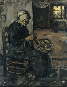 Potatoes Prints: Peasant Woman Peeling Potatoes, 1875-1922. Creator: Suze Robertson