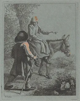 Francesco Londonio Prints: Peasant Woman Seated on a Donkey and a Peasant Man. Creator: Francesco Londonio