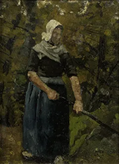 Holst Richard Roland Prints: A Peasant Woman with a Stick, 1890. Creator: Richard Roland Holst