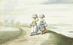 Geesie Ter Burch Prints: Two peasant women walking in a landscape, 1654. Creator: Gesina ter Borch