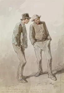 Chevallier Sulpice Guillaume Prints: Two Peasants, 1855-1857. Creator: Paul Gavarni