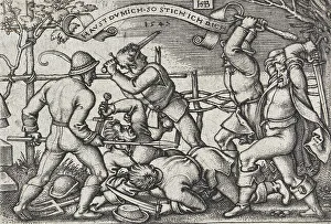 Brawl Prints: Peasants Brawl, between 1546 and 1547. Creator: Sebald Beham