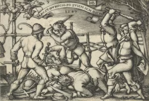 Images Dated 27th October 2020: Peasants Brawl, from The Peasants Feast or the Twelve Months, 1547