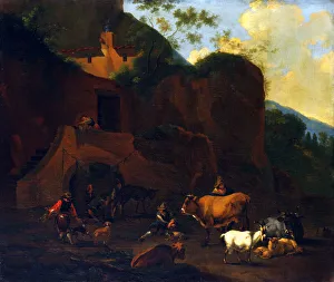 Nicolaes Berghem Prints: Peasants and Cattle, 17th century? Creator: Nicolaes Berchem