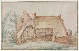 Abraham Bloemaert Gallery: Peasants Cottage (recto); Bridge and Gate (verso), c. 1600. Creator: Abraham Bloemaert (Dutch)