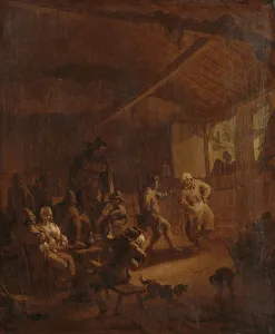 Lively Prints: Peasants Dancing in a Barn, 1655-1683. Creator: Nicolaes Berchem