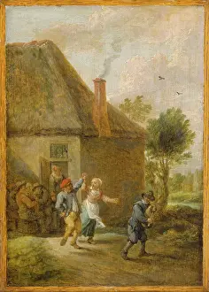 Chimneys Prints: Peasants Dancing in Front of an Inn, c1642-1643. Creator: David Teniers II