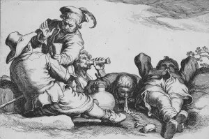 Bloemaert Cornelis Prints: Peasants Drinking, from the series Sixteen Peasant Subjects, 17th century