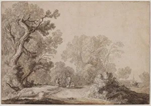 Framing Lines In Black Ink Prints: Peasants at the Edge of a Wood, c. 1630. Creator: Jacob van Mosscher (Dutch, 1655)