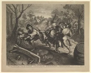 Lucas Vorsterman I Prints: Peasants Fighting over a Game of Cards. Creator: Lucas Vorsterman