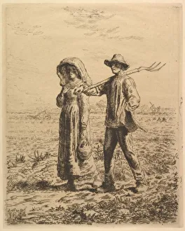 Jean Francois Prints: Peasants Going to Work, 1863. Creator: Jean Francois Millet