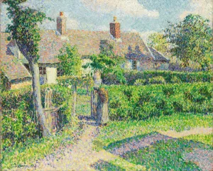 Peasants houses, Eragny, 1887. Artist: Pissarro, Camille (1830-1903) Peasants houses, Eragny, 1887. Artist: Pissarro, Camille (1830-1903)