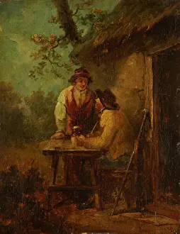 Thatched Prints: Peasants in front of a Hut, c1790. Creator: George Morland