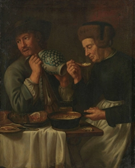 Spoon Prints: Peasants at Meal, 17th century. Creator: Unknown