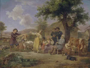 Traditional Look Prints: Peasants merry-making, Second Half of the 18th cen Artist: Anonymous