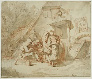 Bega Cornelis Prints: Peasants outside an inn. Creator: Cornelis Bega