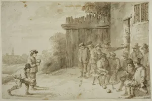 Boules Prints: Peasants playing boules, c17th century. Creator: Unknown