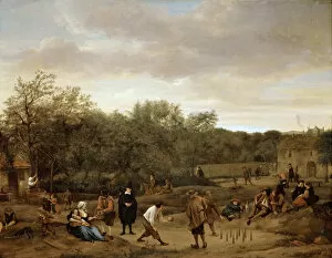 Steen Gallery: Peasants playing bowling, c. 1655