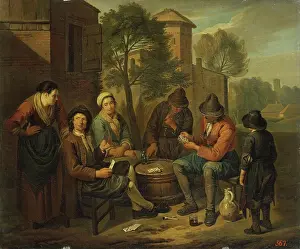 Showing Prints: Peasants Playing Cards, 1700. Creator: Norbert van Bloemen
