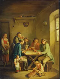 1760s Prints: Peasants Playing Cards, 18th century. Creator: Johann Andreas Herrlein