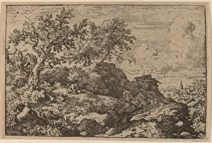 Aldret Van Everdingen Prints: Two Peasants Seated on a Hill, probably c. 1645 / 1656. Creator: Allart van Everdingen