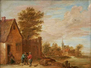Tableau Prints: Peasants talking in front of an inn, between 1630 and 1690. Creator: David Teniers II