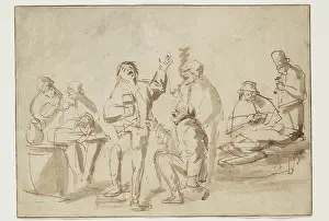 Brown Ink Prints: Peasants in a Tavern, c1662. Creator: Philip Koninck