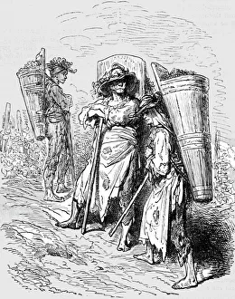 Dore Gustave Prints: Peasants in the Vineyards of Val De Penas;An Autumn Tour in Andalusia
