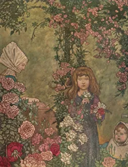 Heath Robinson Prints: The Peasants Wife Sat on Sundays at the Door of her Cottage Reading her Hymn-Book