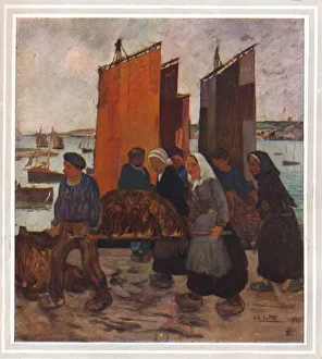 Disembarkation Prints: Pecheurs Bretons Debarqunt Du Goemon, c1903. Artist: Charles Cottet