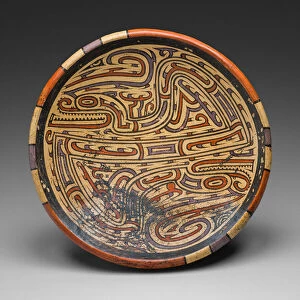 Mesoamerican Collection: Pedestal Bowl Depicting Bicephalic Footed Serpent with Headcrest, A.D. 700 / 1100